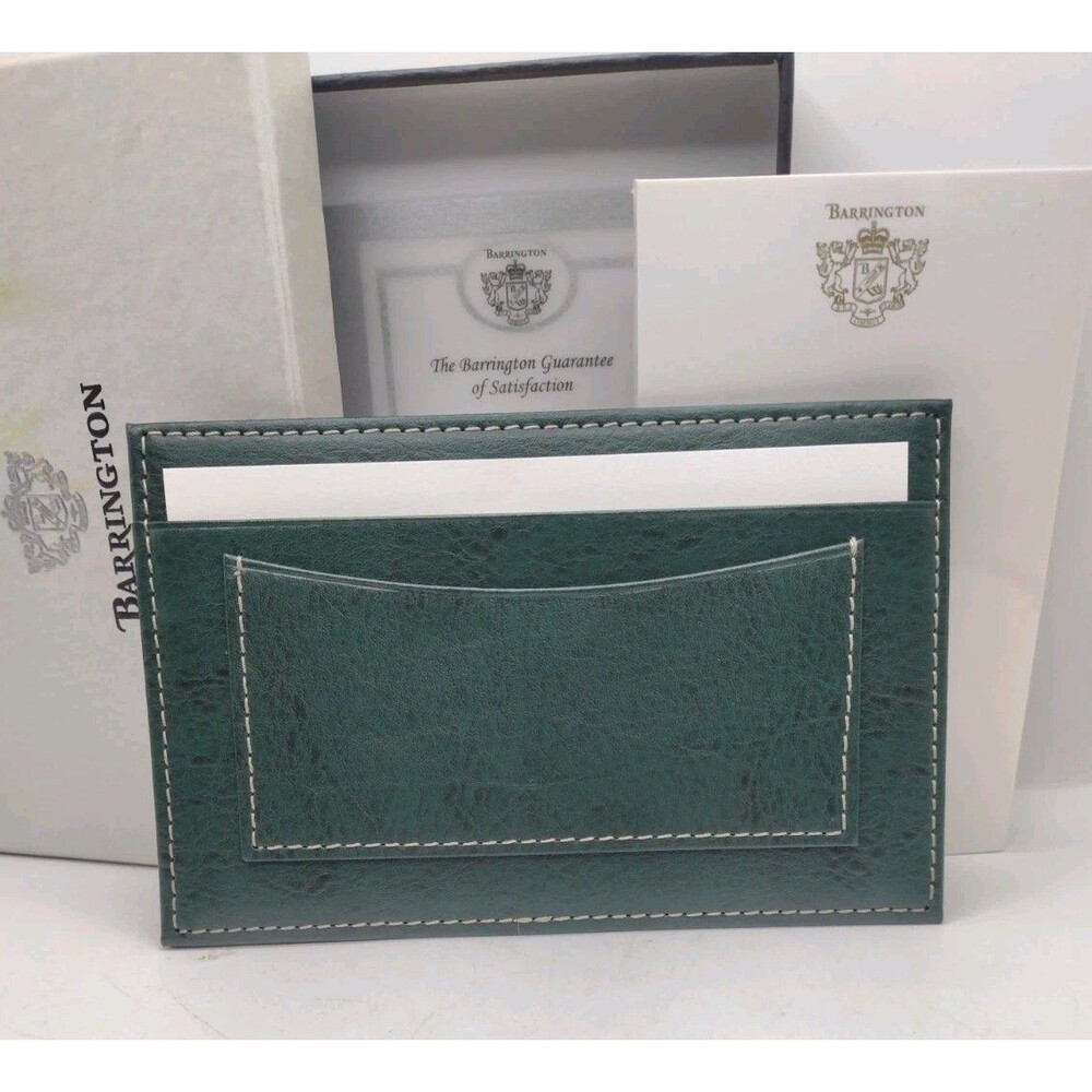 Barrington Bespoke Dark Green Leather Card Memo Holder Wallet Gift Box 3.5x5.5"